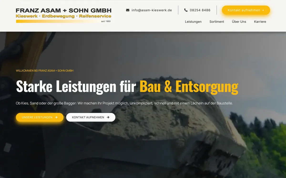 Startseite von asam-kieswerk.de