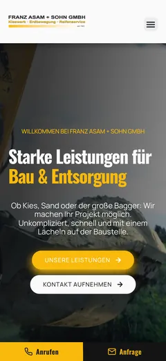 Startseite von Franz Asam und Sohn auf dem Handy
